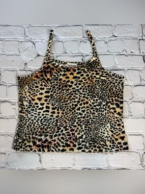 Vtg Y2K Expressions Lingerie Leopard Print Velvet Cami Top Bubble Grunge Size M